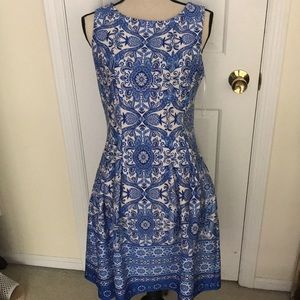 Blue and white dress